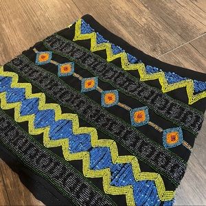 TOPSHOP PREMIUM A-Line beaded Sequin print skirt
